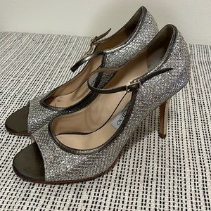 Jimmy Choo Champagne Glitter Fabric heel size 39.5